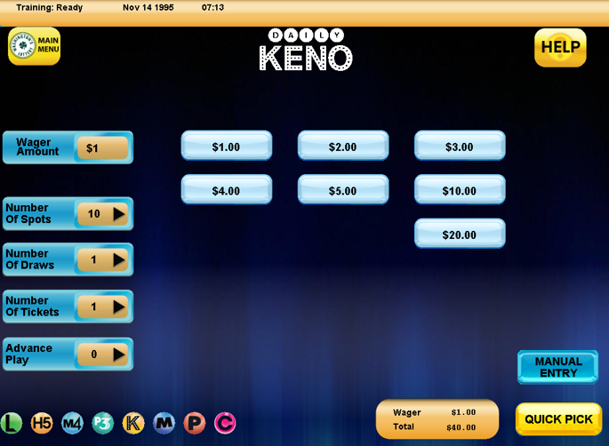 keno purchase screen