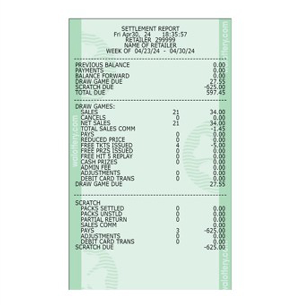 weekly settlement report