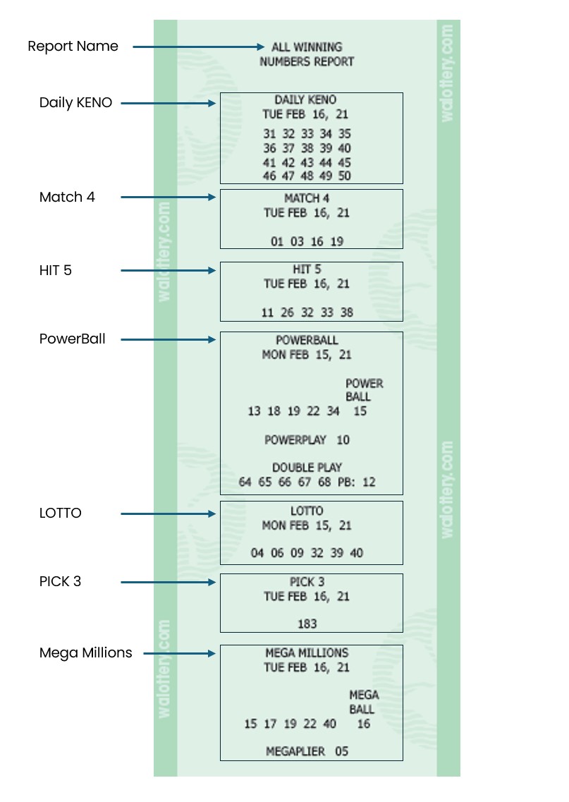 winning number report overview
